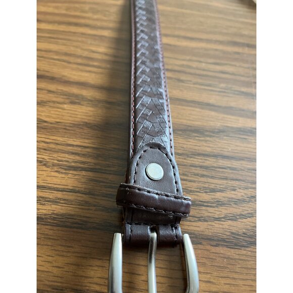 Brown genuine leather belt with silver tone buckle size 38 - Picture 5 of 5